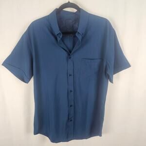 The Drive Clothing Short Sleeve Button Down Blue Stretch Mens L Modern Menswear
